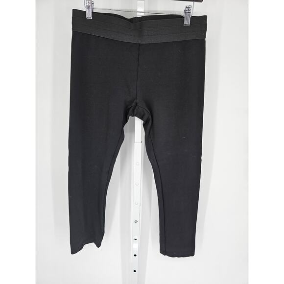 BCBGMAXAZRIA Black Elastic-Waist Mid-Rise Cropped Pull-On Leggings Size L - Picture 2 of 4